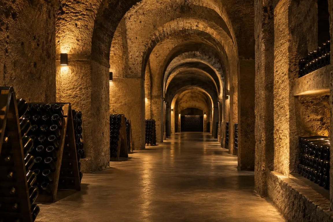Route des vins du Piémont Italie dans les caves souterraines de Canelli