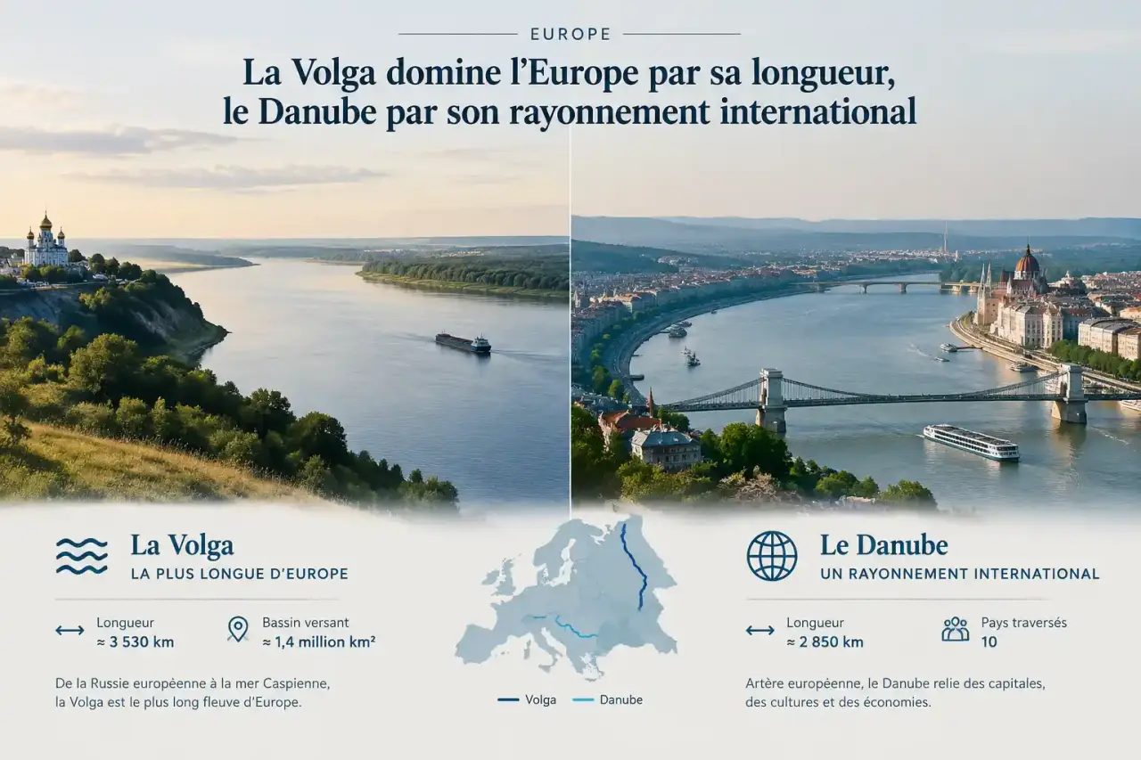 La Volga domine l’Europe par sa longueur, le Danube par son rayonnement international