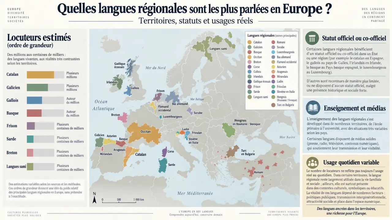 Quelles langues régionales sont les plus parlées en Europe ? Territoires, statuts et usages réels