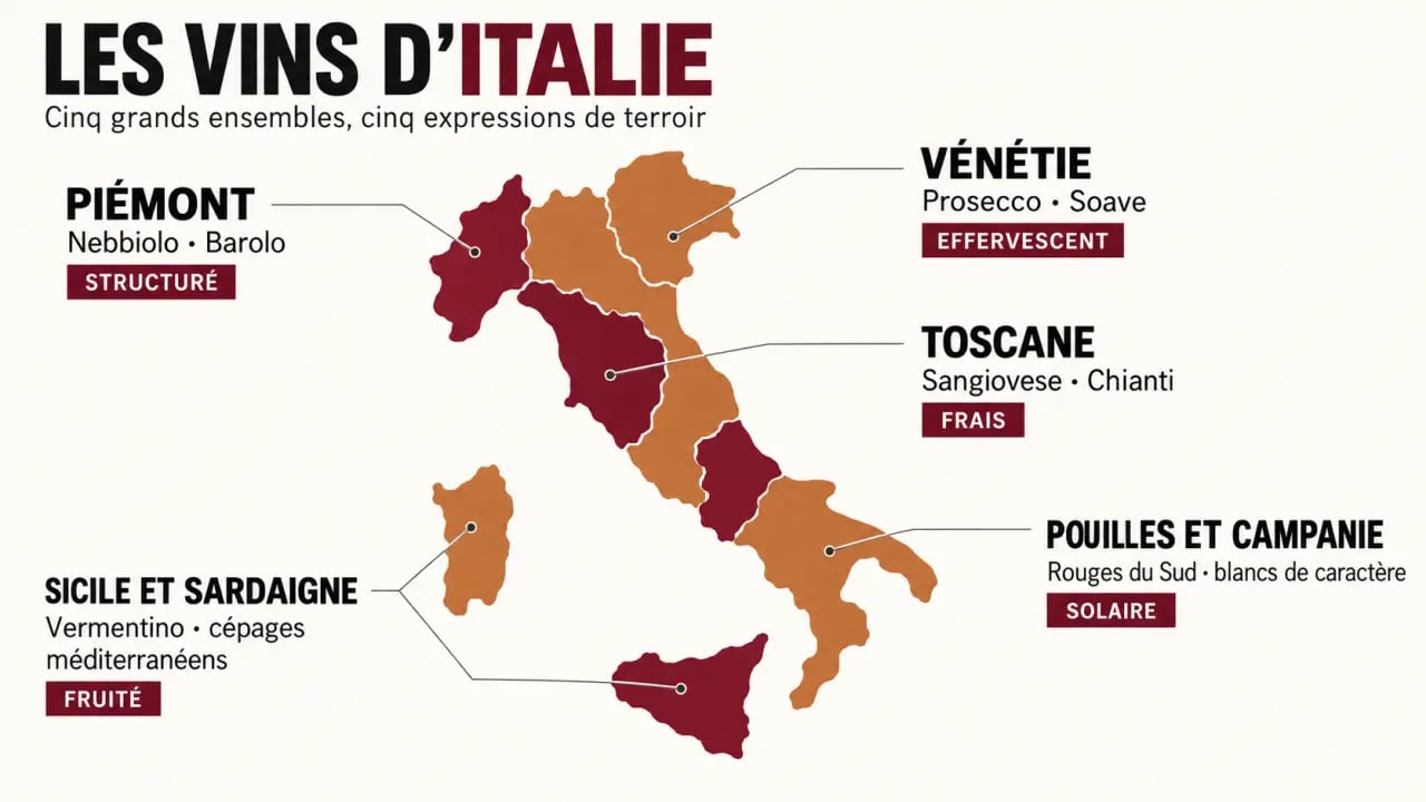 Vins Italie : régions, cépages et profils de dégustation