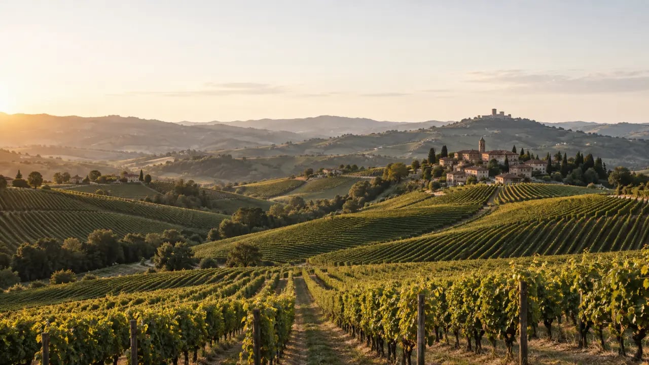 Route des vins du Piémont Italie dans les collines viticoles des Langhe