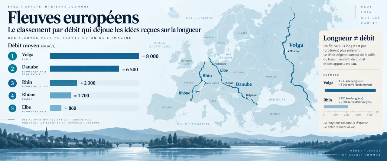 Fleuves européens : le classement par débit qui déjoue les idées reçues sur la longueur