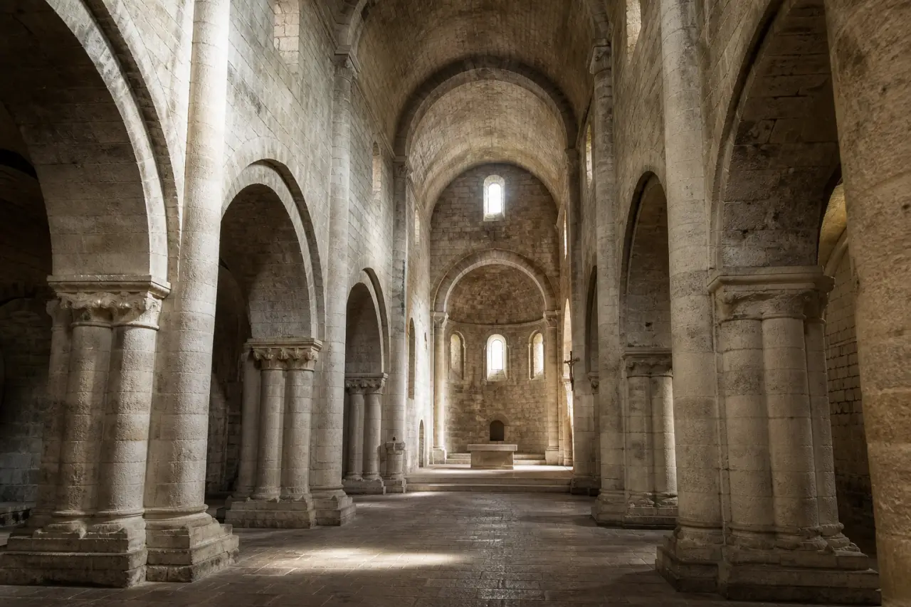 Architecture romane : reconnaître ses murs épais, ses voûtes de pierre et sa lumière filtrée