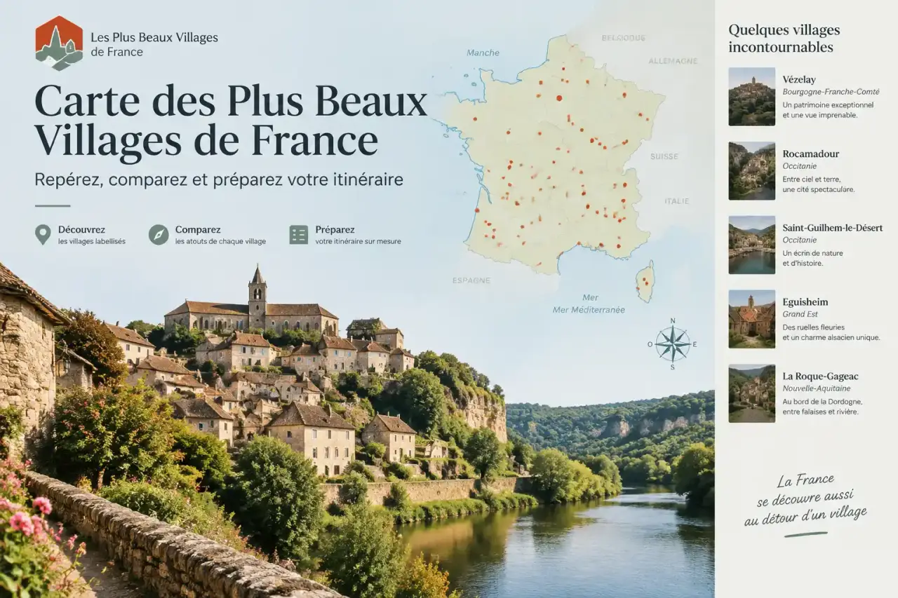 Carte des Plus Beaux Villages de France : repérez, comparez et préparez votre itinéraire