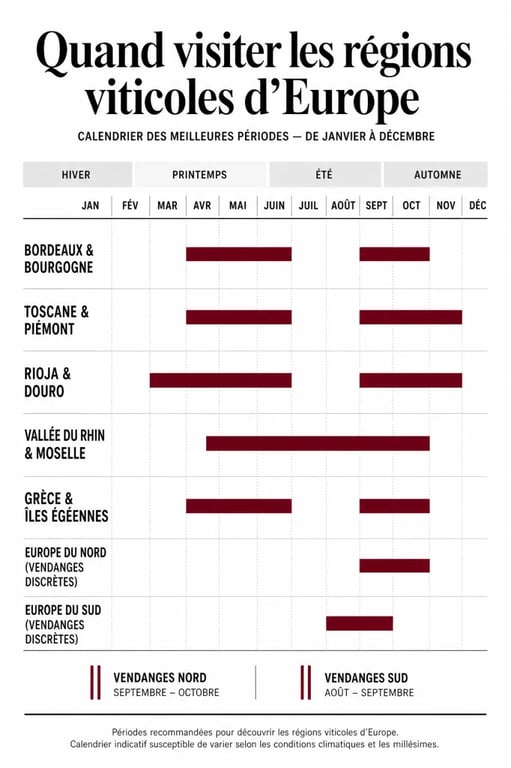 Quelles sont les meilleures périodes pour visiter les régions viticoles d’Europe : calendrier saisonnier des vendanges et des visites