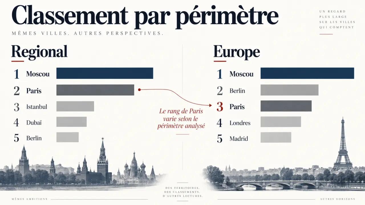 Moscou domine le classement, mais Paris change de rang selon le périmètre