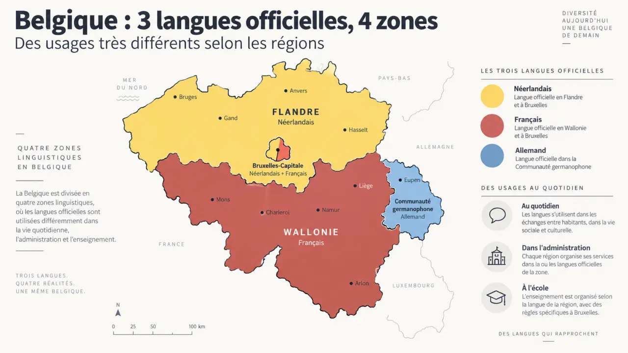 Langue parlée en Belgique : 3 langues officielles, 4 zones et des usages très différents